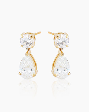 Paulina Diamond Drop Yellow Gold Studs | Penny Pairs