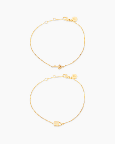 Lock and Key Gold Bracelet Set | Penny Pairs