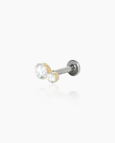 Mae Diamond Gold Flatback Stud | Penny Pairs