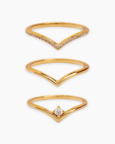 Triple Chevron Ring Set | Penny Pairs