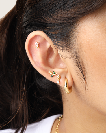 Fern Silver Flatback Stud