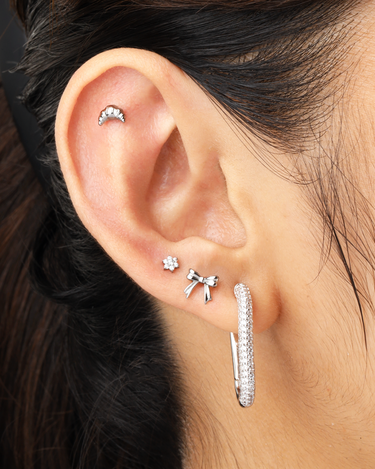 Croissant Silver Flatback Stud