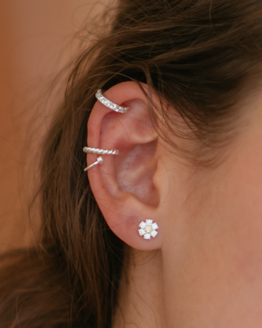Flora Silver Studs | Penny Pairs