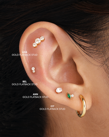 Leia Gold Flatback Stud
