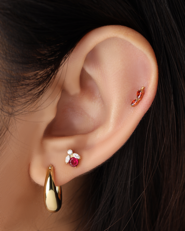 Ladybug Gold Flatback Stud