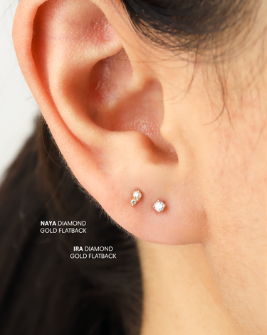 Naya Diamond Gold Flatback Stud