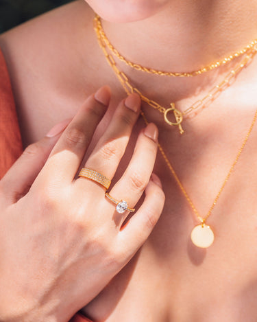 Half Pavé Band Gold Ring | Penny Pairs