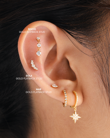 Rocio Gold Flatback Stud