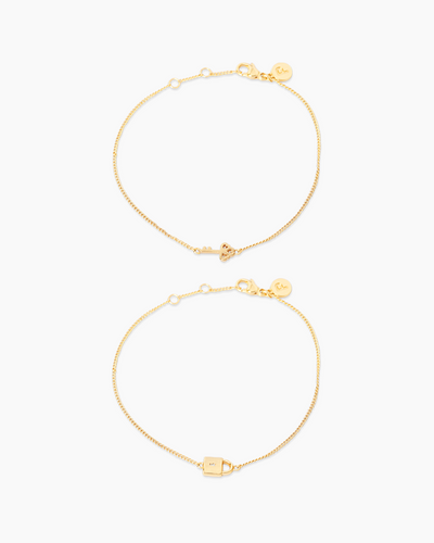 Lock and Key Gold Bracelet Set