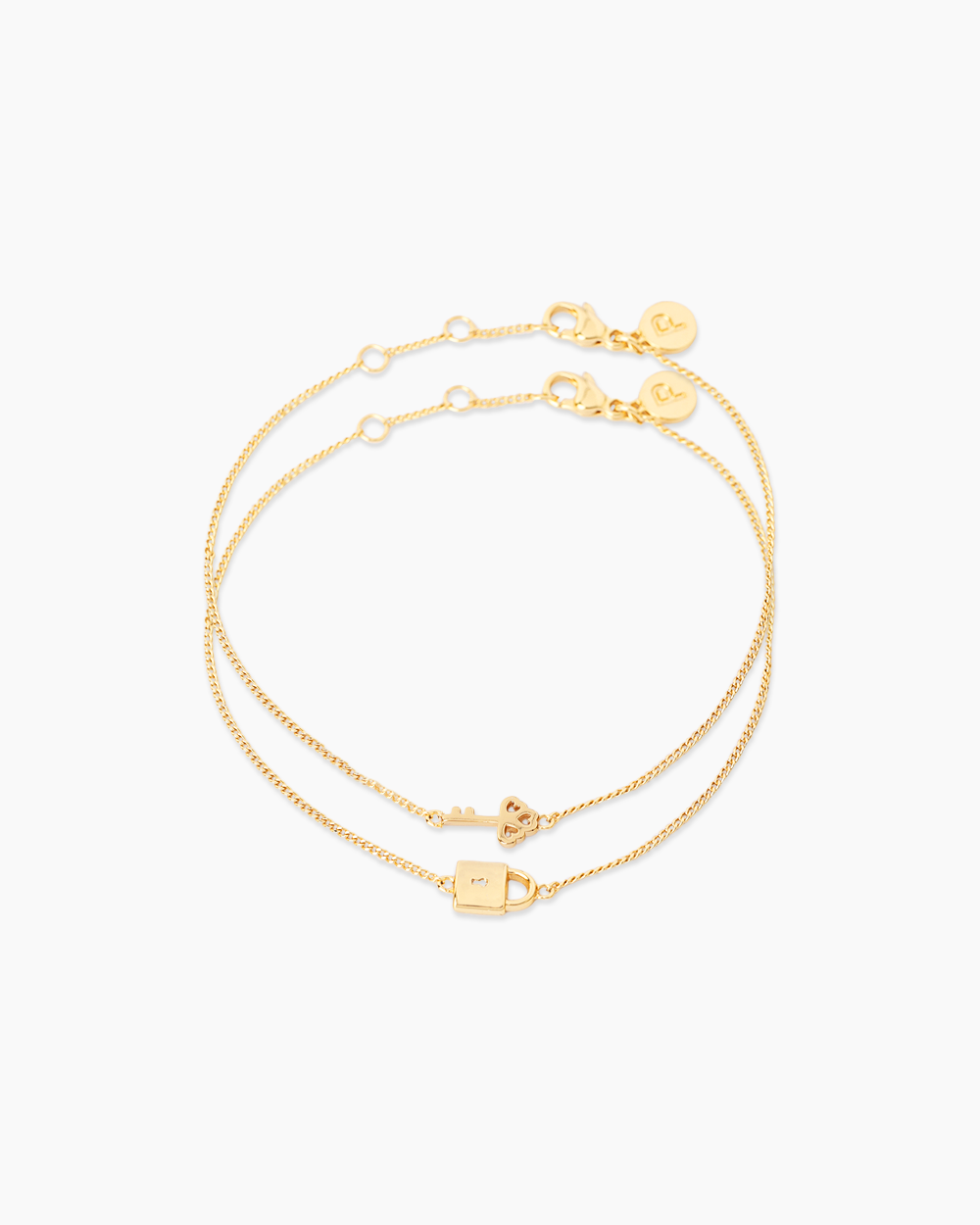 Lock and Key Gold Bracelet Set