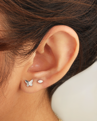 Fae Silver Flatback Stud | Penny Pairs