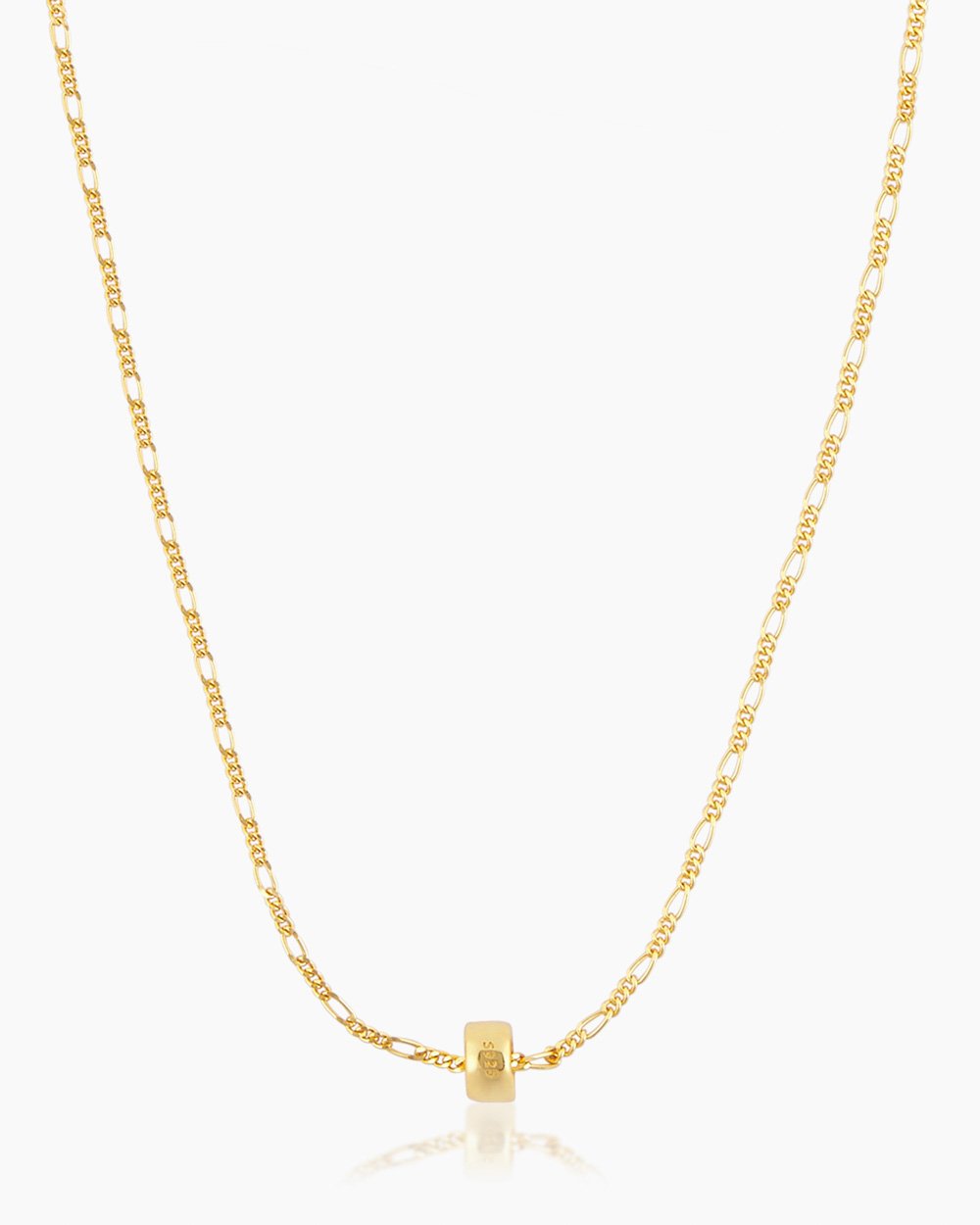 The Erica, a minimalist and ultra-stackable gold necklace with a unique link chain and bead pendant