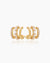The Amara Huggies, gold illusion earrings that look like three earrings all in one