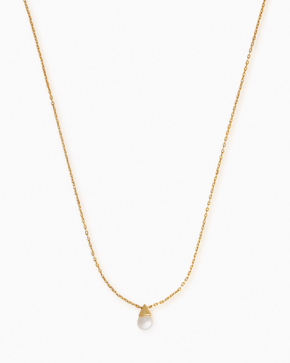 The Alicia, a classic pearl pendant necklace with a freshwater pearl and a delicate golden chain