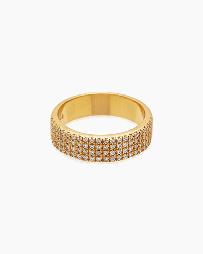 Half Pavé Band Gold Ring