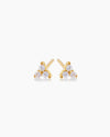 The Trina Studs, gold stud earrings featuring a trio of sparkling cubic zirconia crystals