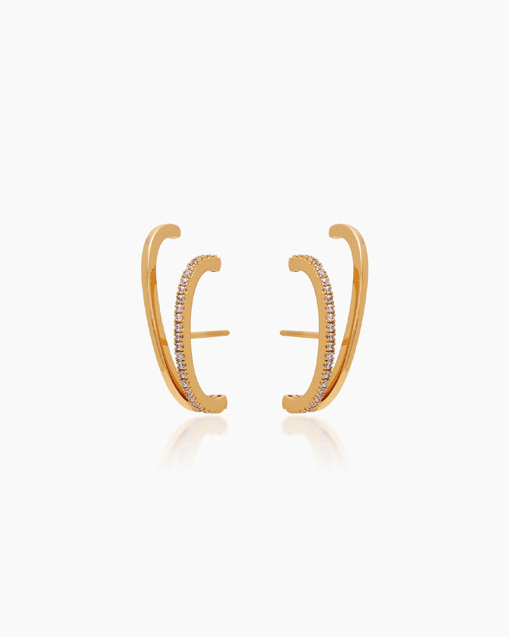 The Vanessa Huggies, double stacked illusion earrings that offer a modern suspender style